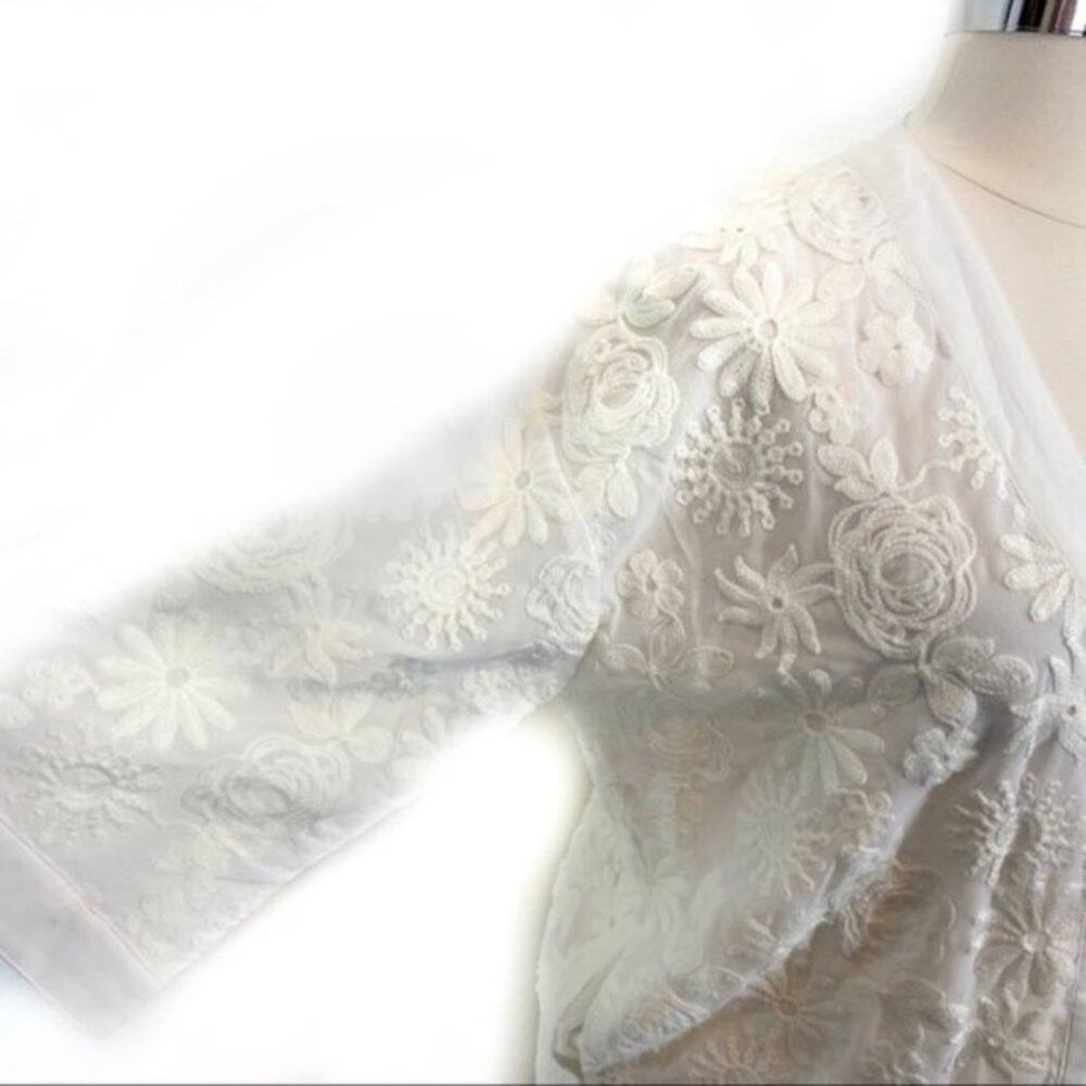 Endless Rose Cardigan Kimono Women's White Lace Appliqué Open Front Size Medium - Picture 5 of 12